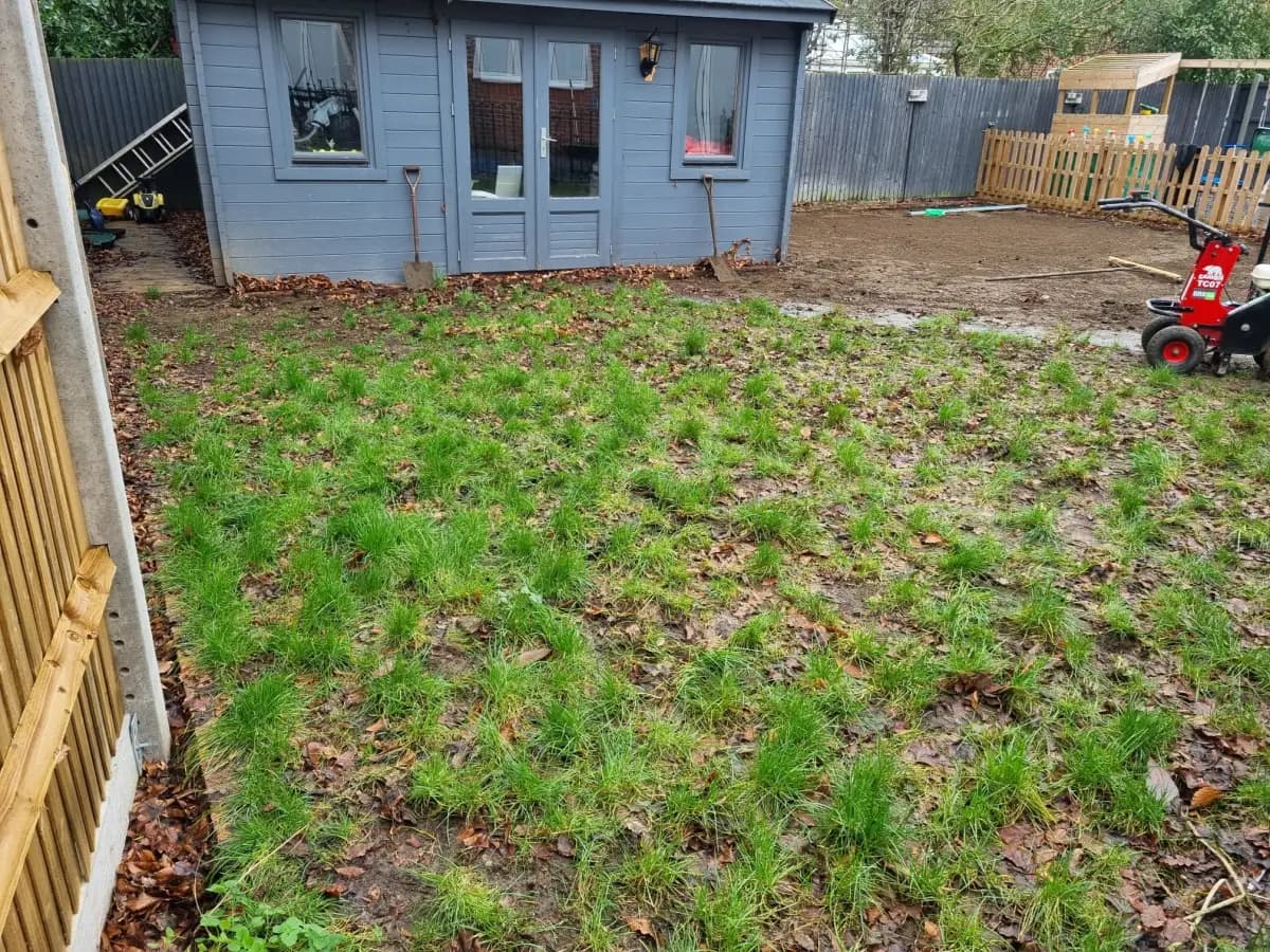 Back garden before artificial grass installation in Dartford