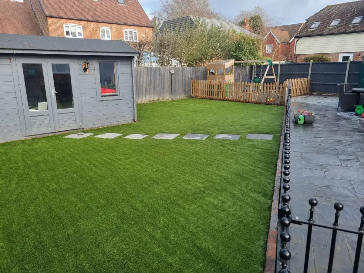 Completed artificial grass garden in Dartford