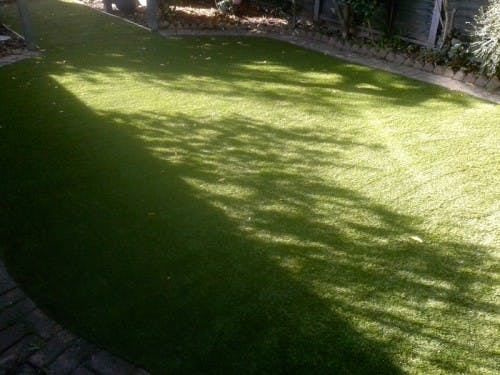 Artificial grass in a garden